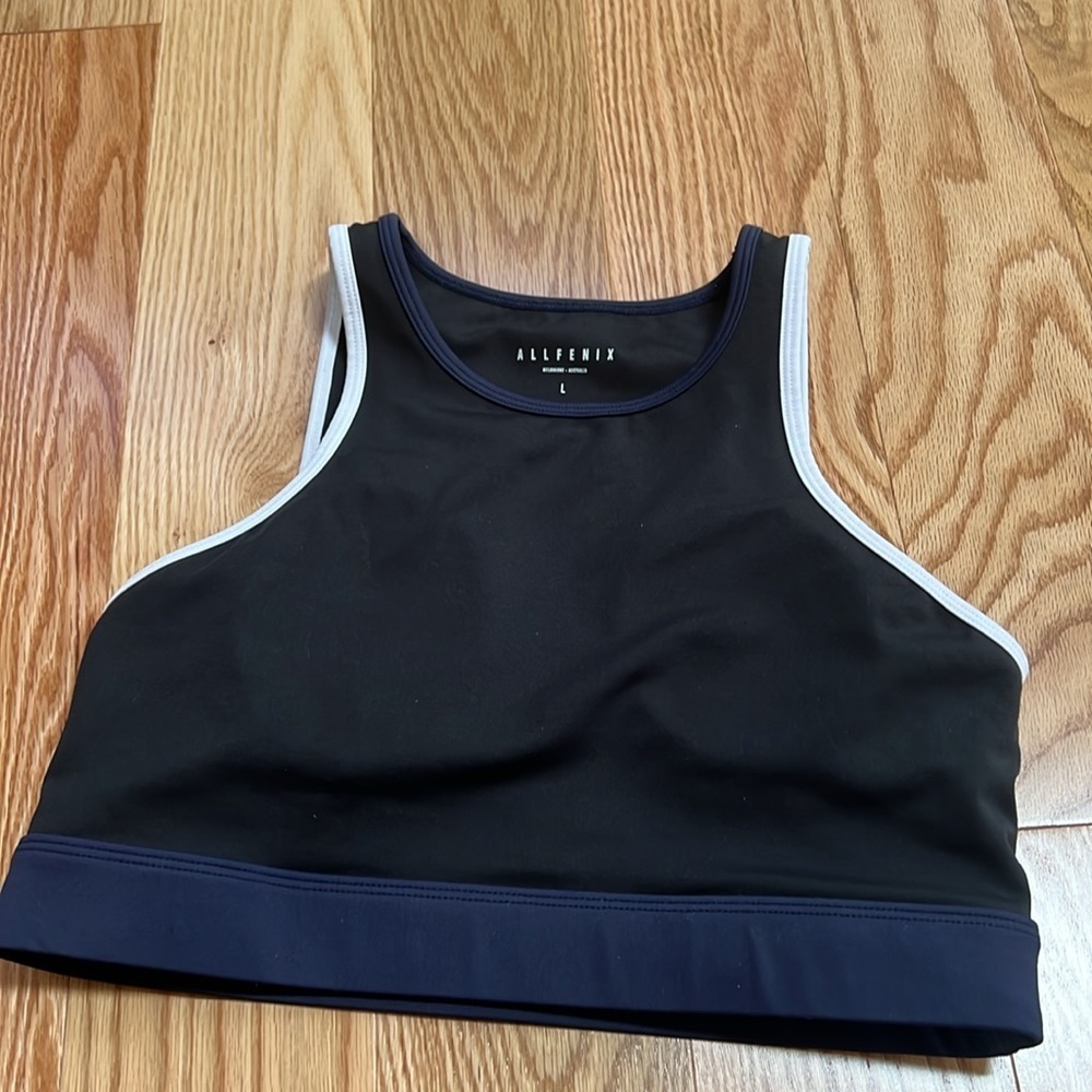 ALLFENIX large black/navy athletic tank /bra.
